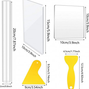 Set de 5 piese pentru modelare plastelina Fudian Olivier, plastic/aclilic, transparent / galben - Img 3
