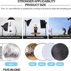 Set de 5 reflectoare pentru fotografie Skyzone, textil, multicolor, 60 cm