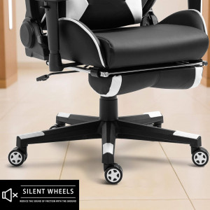 Set de 5 roti pentru scaunul de birou TIANSHU, poliuretan/metal, negru/alb, 60 x 54 x 83 mm - Img 7