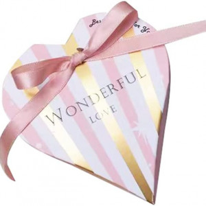 Set de 50 cutii pentru bomboane JinSu, carton, alb/roz/auriu, 10,5 x 12,5 x 5 cm