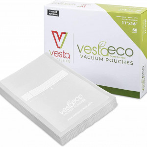 Set de 50 de pungi pentru vidat VestaEco, plastic, transparent, 28 X 40 cm - Img 1