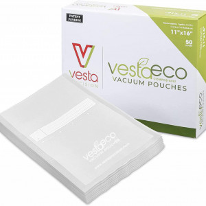 Set de 50 de pungi pentru vidat VestaEco, plastic, transparent, 28 X 40 cm