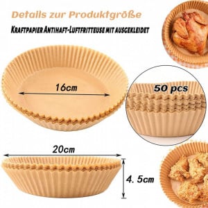 Set de 50 forme pentru friteuza cu aer Anyinkai, hartie, natur, 20 x 16 x 4,5 cm - Img 7