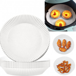 Set de 50 hartii de copt pentru friteuza cu aer TOYVIDDY, alb, 20 x 4,5 cm - Img 1