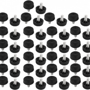 Set de 50 suruburi M8 pentru reglare picioare mobilier Uxcell, plastic/metal, negru/argintiu, 30 x 30 x 29,5 mm - Img 1