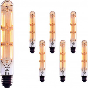 Set de 6 becuri CROWN, LED, sticla/metal, alb cald, 18 x 6 cm, 6W