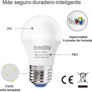 Set de 6 becuri ExtraStar, LED, metal/plastic, alb/argintiu, 8 x 4,5 cm, 6W - Img 6