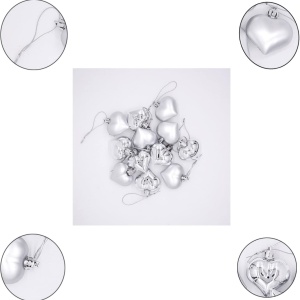 Set de 6 ornamente pentru brad Dyww, plastic, argintiu, 4,5 x 4,5 cm