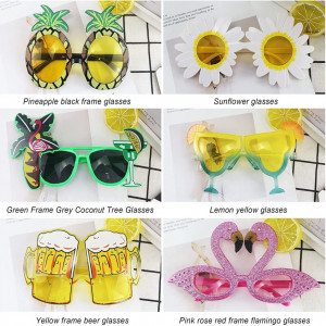 Set de 6 perechi de ochelari pentru recuzita foto JellnZs, Hawaiian Tropical, PPT, multicolor - Img 6