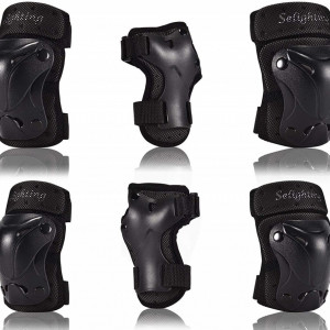 Set de 6 protectii pentru ciclism/patinaj Wildken, plastic/poliester, negru, L, 70-100 kg - Img 1