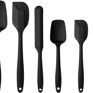 Set de 6 ustensile pentru gatit Drvaige, silicon, negru, 30 cm