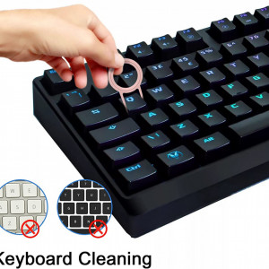 Set de 7 accesorii pentru curatare tastatura Dsplopk, plastic, alb/roz - Img 2