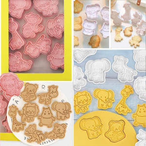 Set de 8 forme pentru prajituri, model animale, plastic, roz, 3,8 -5,8 cm - Img 6
