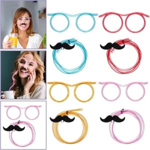 Set de 8 ochelari cu paie pentru bauturi Jeffouoooo, plastic, multicolor, 13,5 x 5,2 cm