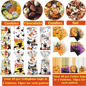 Set de 80 saculeti de Halloween FullJoyHut, polipropilena, multicolor, 27.5 x 12.5 cm - Img 8