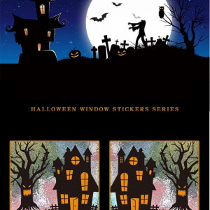 Set de 9 foi cu stickere pentru Halloween pentru ferestre Bravebull, multicolor, PVC, 20 x 30 cm - Img 4