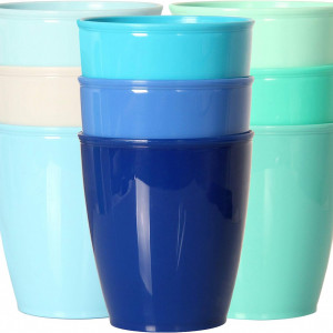 Set de 18 pahare pentru apa Youngever, plastic, multicolor, 250 ml, 9,5 X 7,6 cm