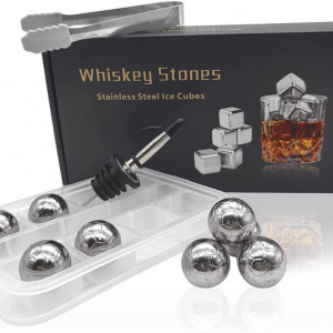 Set de accesorii pentru servire Whisky ACONDE, otel inoxidabil, argintiu, 11 piese - Img 1