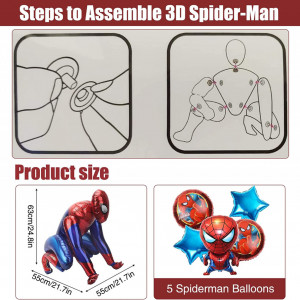 Set de baloane DGUSO, model Spider Man, 11 piese, folie, multicolor - Img 5