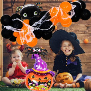 Set de baloane pentru Halloween Miotlsy, latex/folie, portocaliu/negru, 50 piese - Img 3
