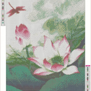 Set de creatie cu diamante DCIDBEI, verde/roz, panza/rasina, 40 x 50 cm