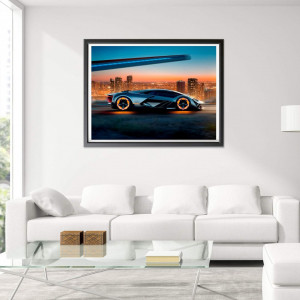 Set de creatie cu diamante Showker, model masina, multicolor, 30 x 40 cm - Img 6