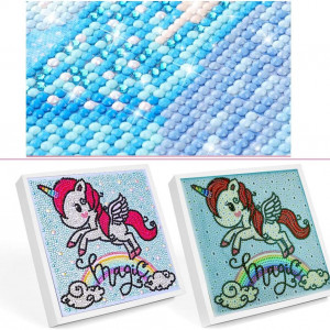 Set de creatie cu diamante si rama YLX, model unicorn, multicolor, 20 x 20 cm - Img 5