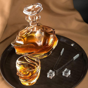 Set de decantor cu 4 pahare de Whiskey, sticla de cristal, transparent - Img 6