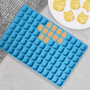 Set de forma pentru biscuiti in forma de pisica pensula si razuitor de aluat Yosemy, albastru, silicon, 29,8 x 19,9 cm / 21 x 3 cm - Img 6