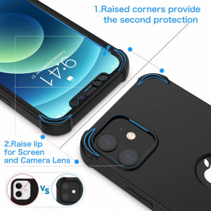 Set de husa cu doua folii de protectie ecran pentru iPhone 12 Pro Oretech, sticla securizata/cauciuc siliconic, negru/transparent, 6,1 inchi - Img 6