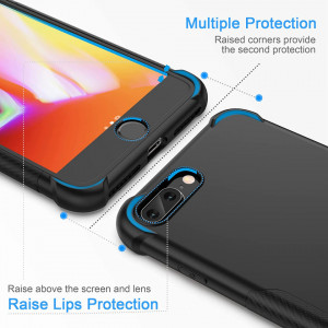 Set de husa cu doua folii de protectie ecran pentru iPhone 8 Plus /iPhone 7 Plus Cover Oretech, sticla securizata/silicon, negru/transparent, 5,5 inchi - Img 7