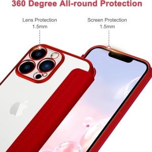 Set de husa si 2 folii de protectie ecran pentru iPhone 14 Pro Petocase, piele PU/sticla securizata, rosu, 6,1 inchi