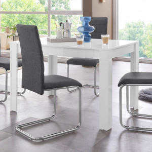 Set de living Lynn/Doris, 4 scaune si o masa, alb/gri antracit, 120 x 80 x 75 cm - Img 1