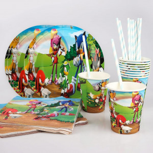 Set de masa festiva pentru copii Yisscen, hartie, multicolor, 54 bucati - Img 6