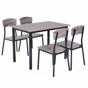 Set de masa si 4 scaune Prentis, negru / gri