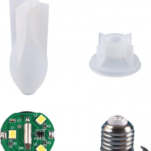 Set de matrita si accesorii pentru bec decorativ FineInno, silicon/metal, alb