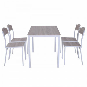 Set de o masa si 4 scaune Randles, alb/maro