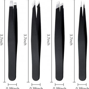 Set de pensete pentru sprancene din oțel inoxidabil, 9.4X1 cm, negru - Img 2
