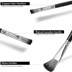 Set de pensule cu paleta si spatule pentru pictura Artkaler, negru, lemn/plastic/metal, 20 piese - Img 5