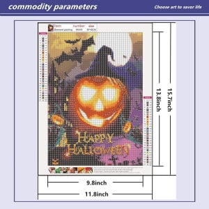 Set de pictura cu diamante Golden maple, model Halloween, multicolor, panza/rasina, 30 x 40 cm - Img 4