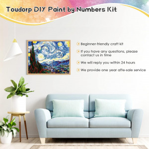 Set de pictura cu numere Toudorp, vopsea acrilica, peisaj multicolor, 50 x 40 cm - Img 7
