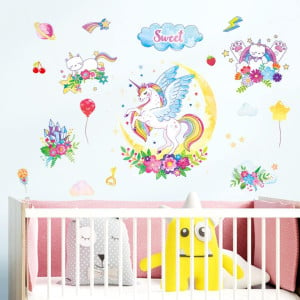 Set de stickere pentru perete Avalizard, model unicorn, vinil, multicolor