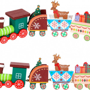 Set de tren de Craciun si 24 cutii decorative Qpout, multicolor, lemn/spuma/folie,18,5 cm /2.5 x 2.5 x 2.5 cm - Img 2