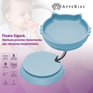 Set Diversificare, AppeKids, 100% Silicon, Kitty - Aqua Blue - Img 4