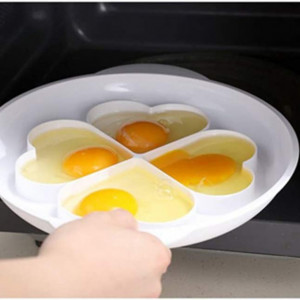Set forma pentru oua cu capac OUKEYI, plastic, alb/transparent, 26,4 x 6,3 cm - Img 3