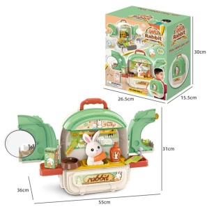 Set ghiozdan jucarie 3 in 1 Rovo 999-2, Iepuras, Fermier, Accesorii incluse - Img 2