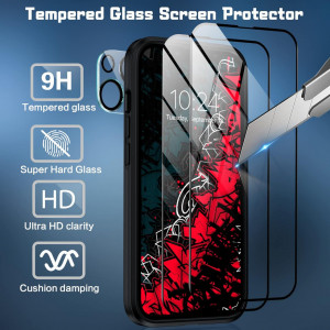 Set husa, 2 folii si o protectie camera pentru iPhone 14 Antshare, TPU/sticla securizata, negru/transparent, 6,1 inchi