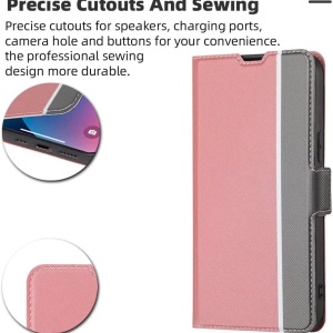 Set husa flip si 2 folii de protectie  pentru Xiaomi Redmi Note 11 4G/11S Atisijie, textil/TPU/sticla securizata, roz/gri/transparent, 6,43 inchi