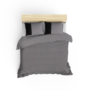 Set husa pilota + 2 fete de perna, bumbac ranforce 100%, 200x200 cm + 2x80x80 cm, gri/negru - Verificat A · Re-Bloom - Img 2