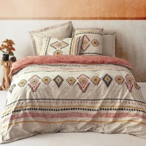 Set husa pilota + fata de perna, bumbac ranforce 100%, 155x220 cm + 80x80 cm, multicolor - Verificat A · Re-Bloom